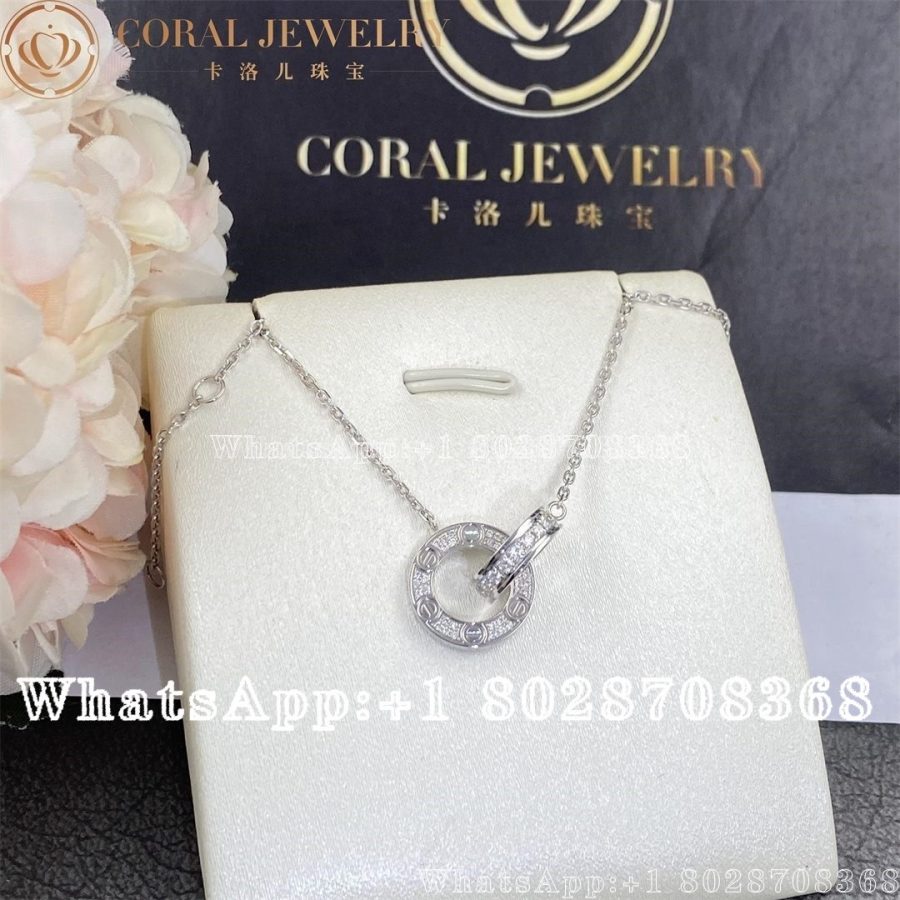 Cartier Love Necklace, Diamond-paved 18K White Gold B7216300