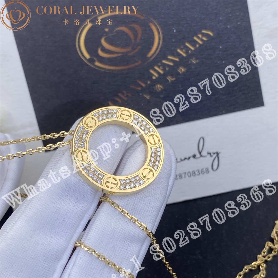 Cartier Love Necklace Diamond Paved Yellow Gold B7058400 Coral (3)