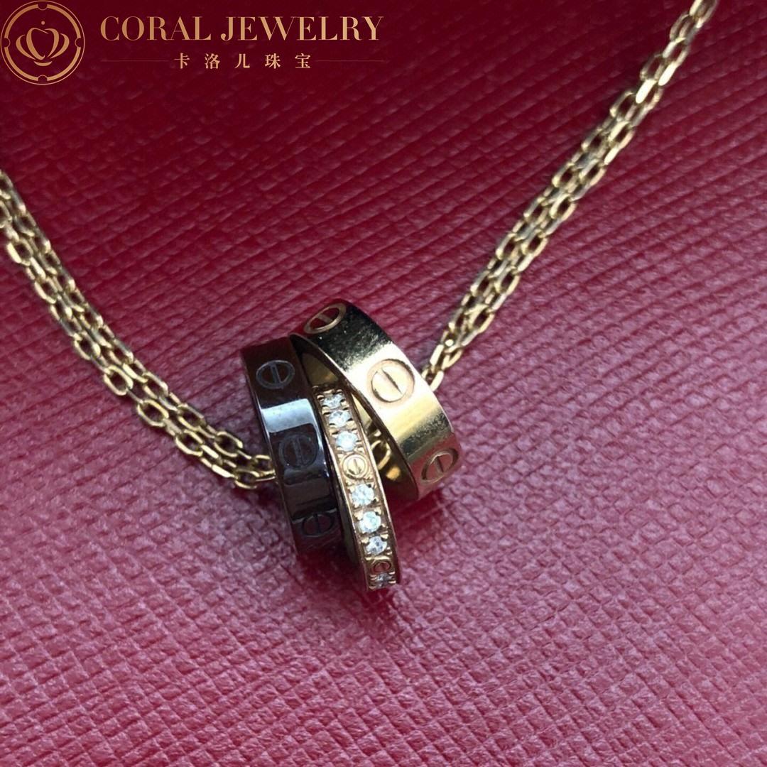 Cartier Love Necklace, Rose Gold Ceramic Diamond B3046600