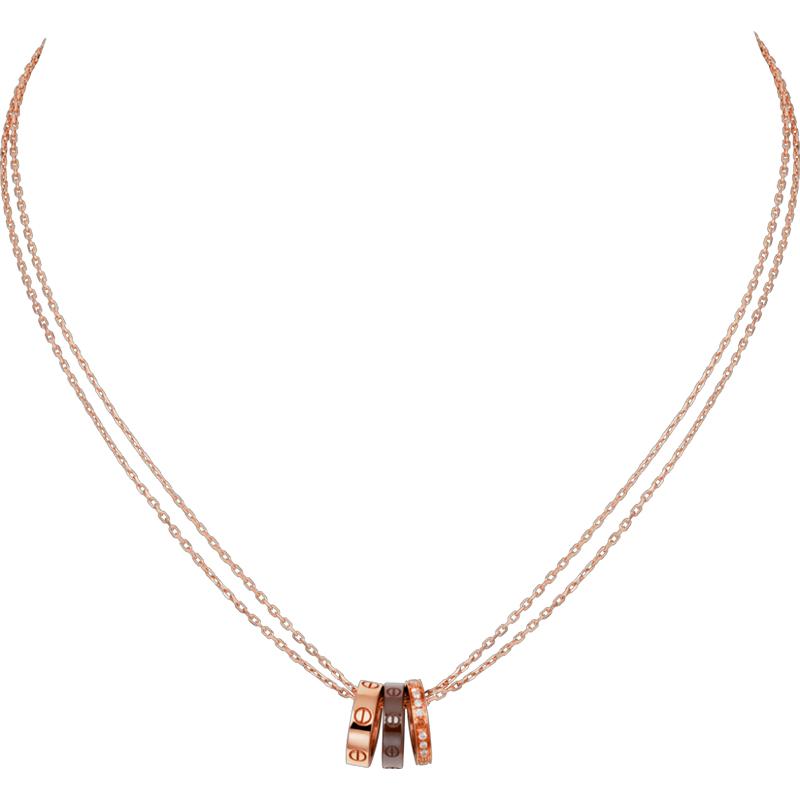 Cartier Love Necklace, Rose Gold Ceramic Diamond B3046600