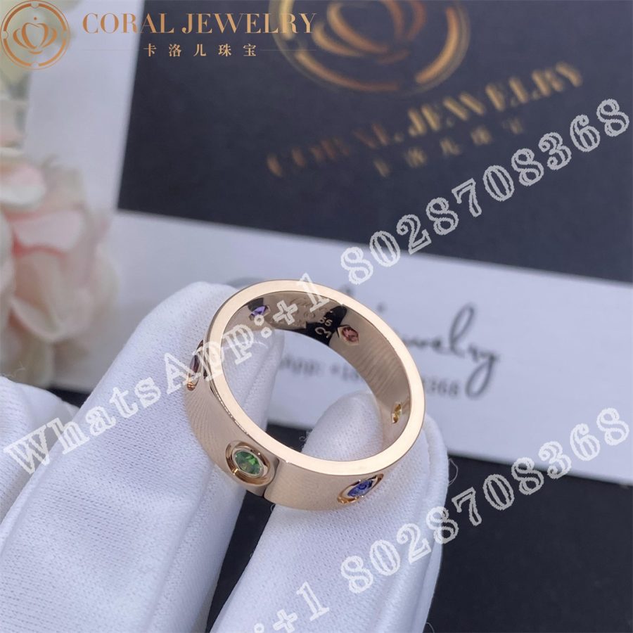 Cartier Love Ring Rose Gold Sapphires Garnets Amethyst B4087800 Coral (3)