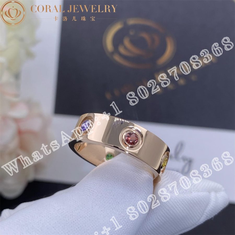 Cartier Love Ring Rose Gold Sapphires Garnets Amethyst B4087800 Coral (8)