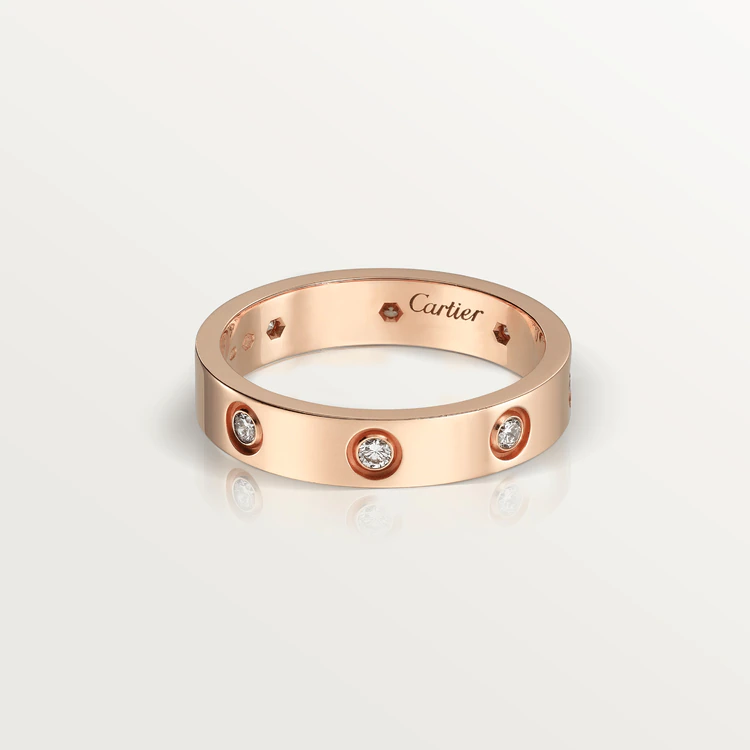 Cartier Love Wedding Band, 8 Diamonds Rose Gold Ref. B4050800