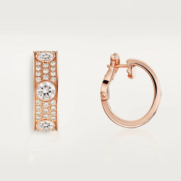 Cartier Love Earrings, Diamonds-Paved, Rose Gold