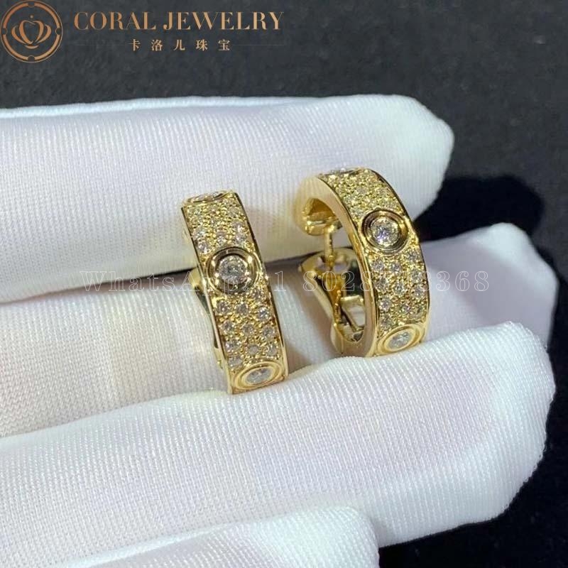 Cartier Love Earrings, Diamonds-Paved, Yellow Gold