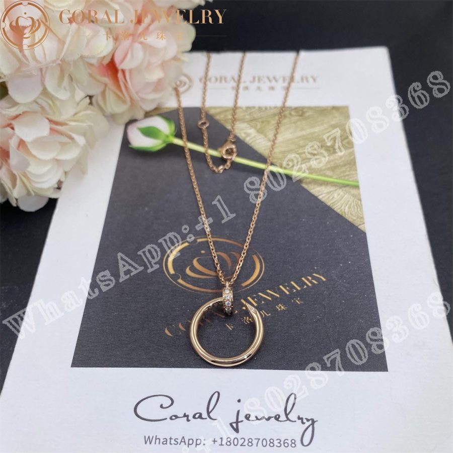 Cartier Juste Un Clou Necklace Rose Gold Diamonds Ref B7224513 Coral (7)