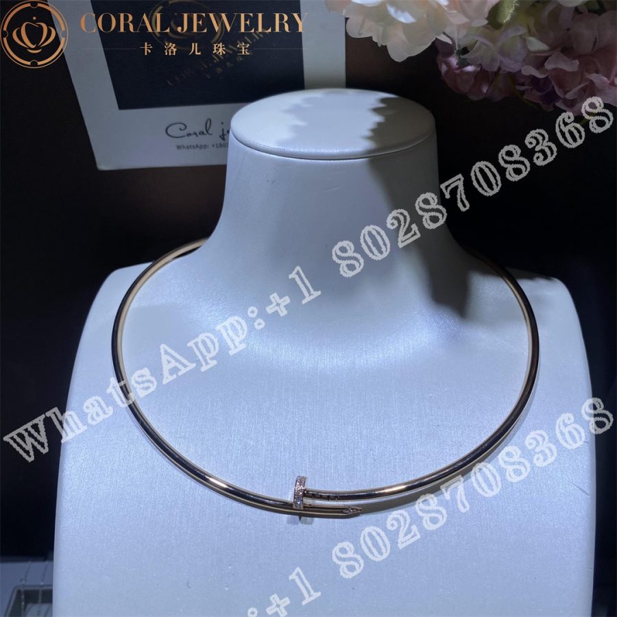 Cartier Juste Un Clou Collar Necklace Small Model Rose Gold Diamonds Ref N7424419 Coral (3)