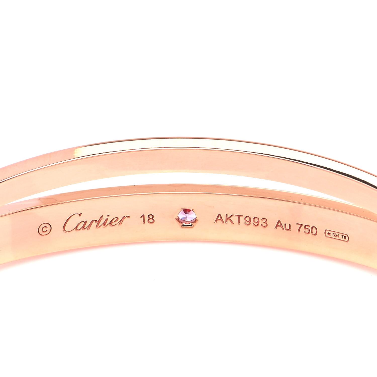 Cartier Love Bracelet, 12 Diamond Pink Sapphire Rose Gold