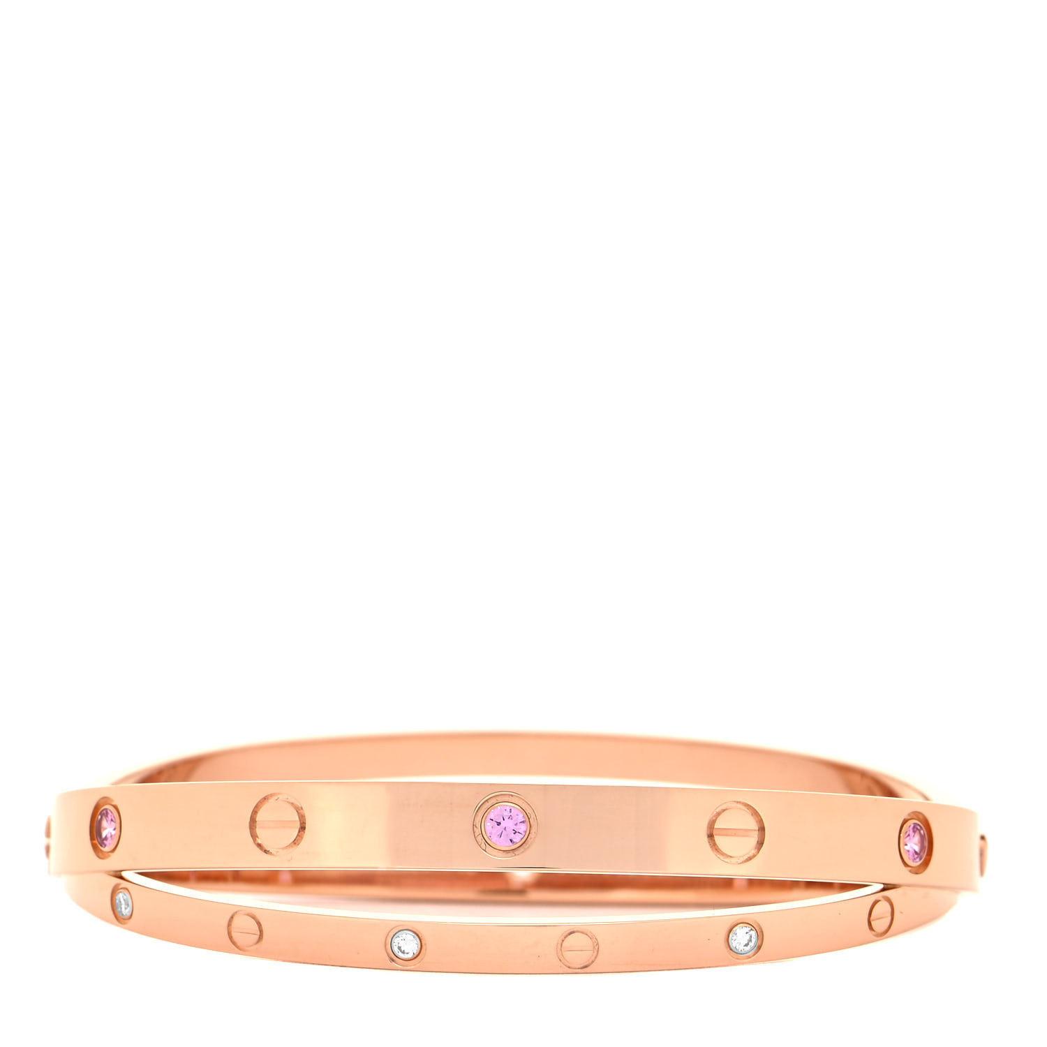 Cartier Love Bracelet, 12 Diamond Pink Sapphire Rose Gold