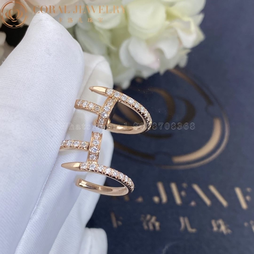 Cartier Juste Un Clou Earrings Rose Gold Diamonds Ref B8301429 Coral (2)