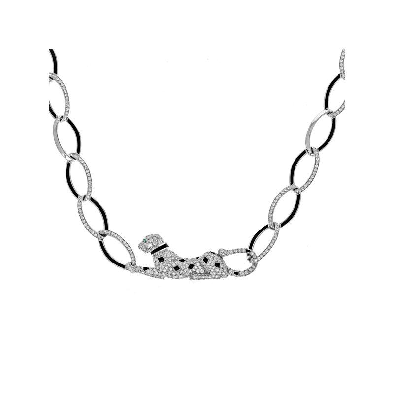 Cartier Panthère de Cartier Necklace, White Gold, Diamond, Emeralds and Black Lacquer N7424118