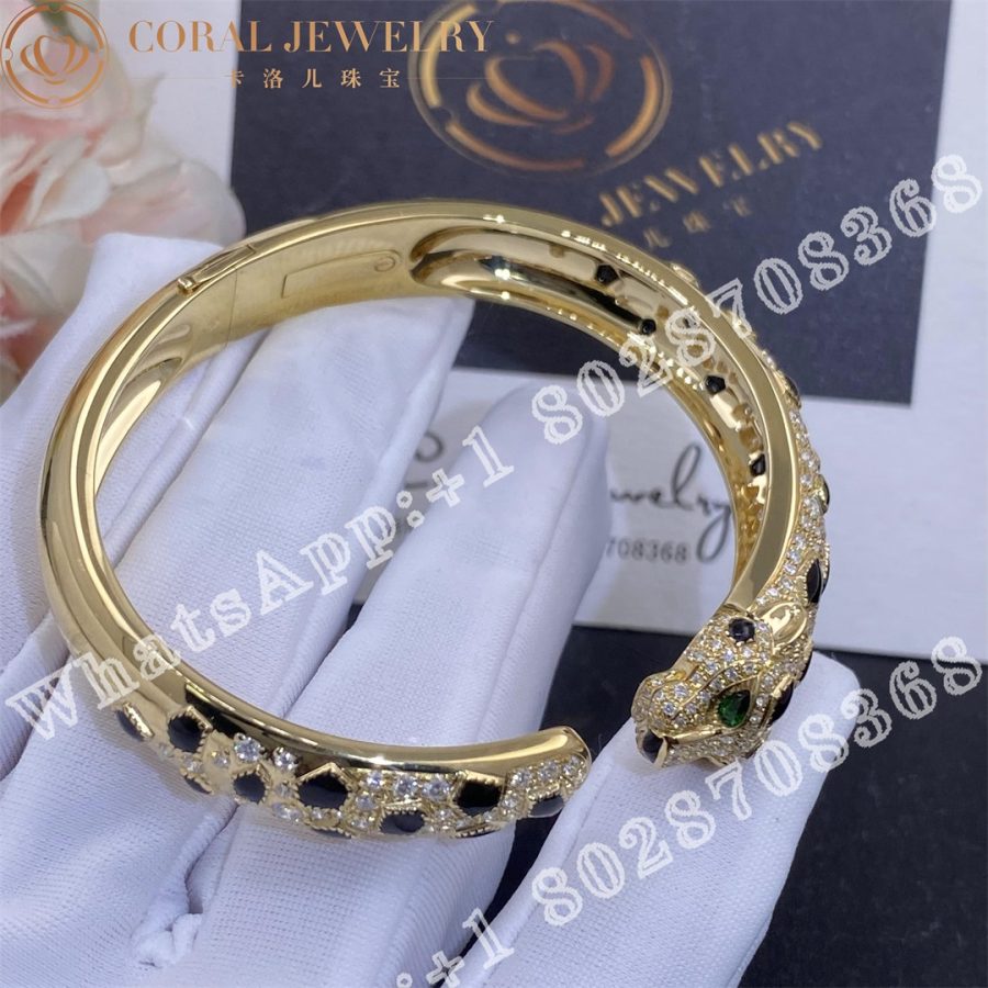 Cartier Panthere De Cartier Bracelet 18k Gold Diamond Onyx Emerald N6715417 Coral (3)