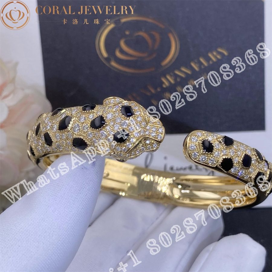 Cartier Panthere De Cartier Bracelet 18k Gold Diamond Onyx Emerald N6715417 Coral (6)