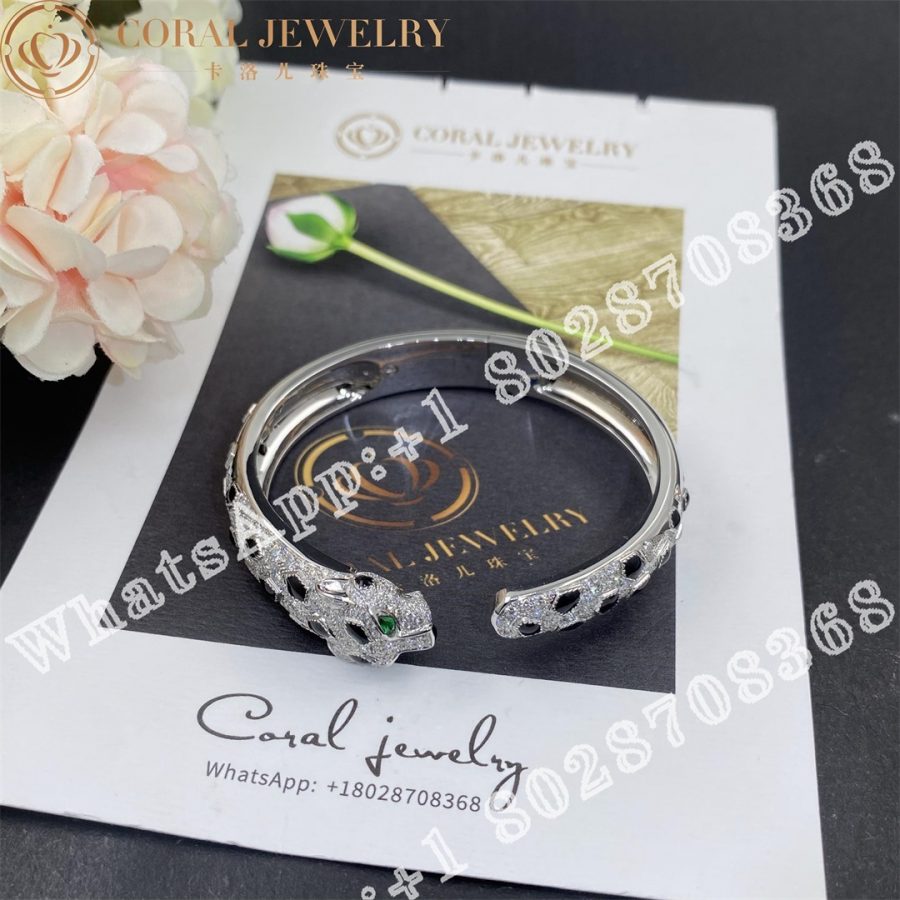 Cartier Panthere De Cartier Bracelet 18k Gold Diamond Onyx Emerald N6715617 Coral (11)