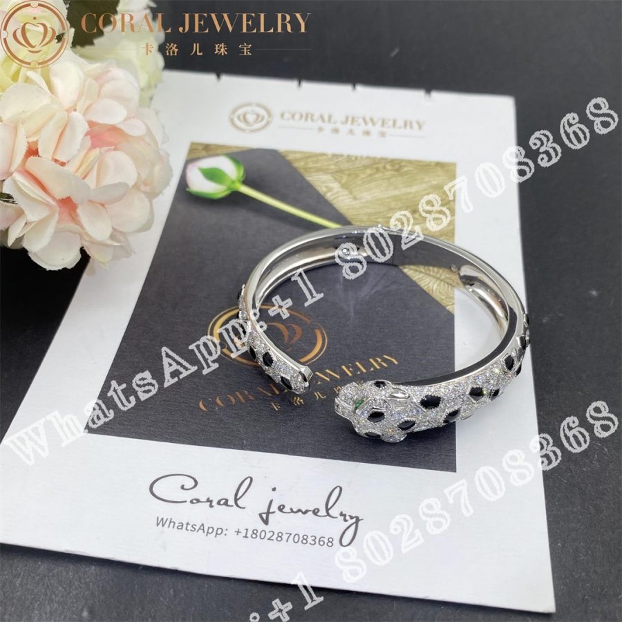 Cartier Panthere De Cartier Bracelet 18k Gold Diamond Onyx Emerald N6715617 Coral (14)