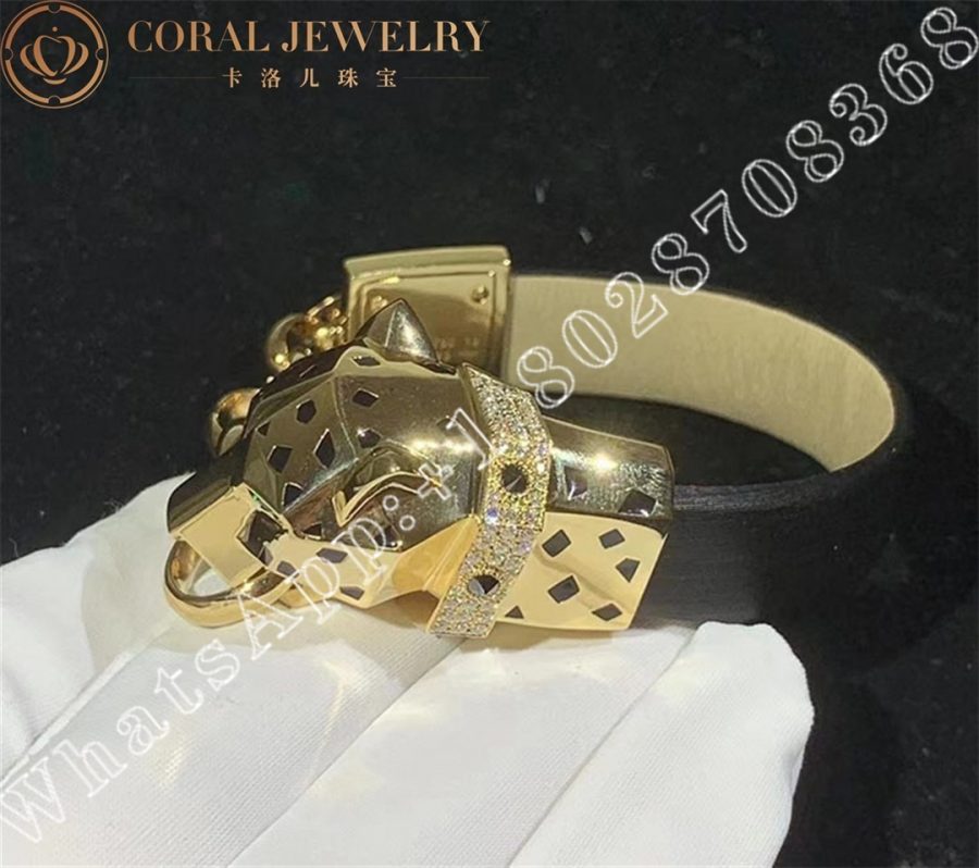 Cartier Panthere De Cartier Bracelet Yellow Gold Diamond Onyx And Enamel Coral (2)