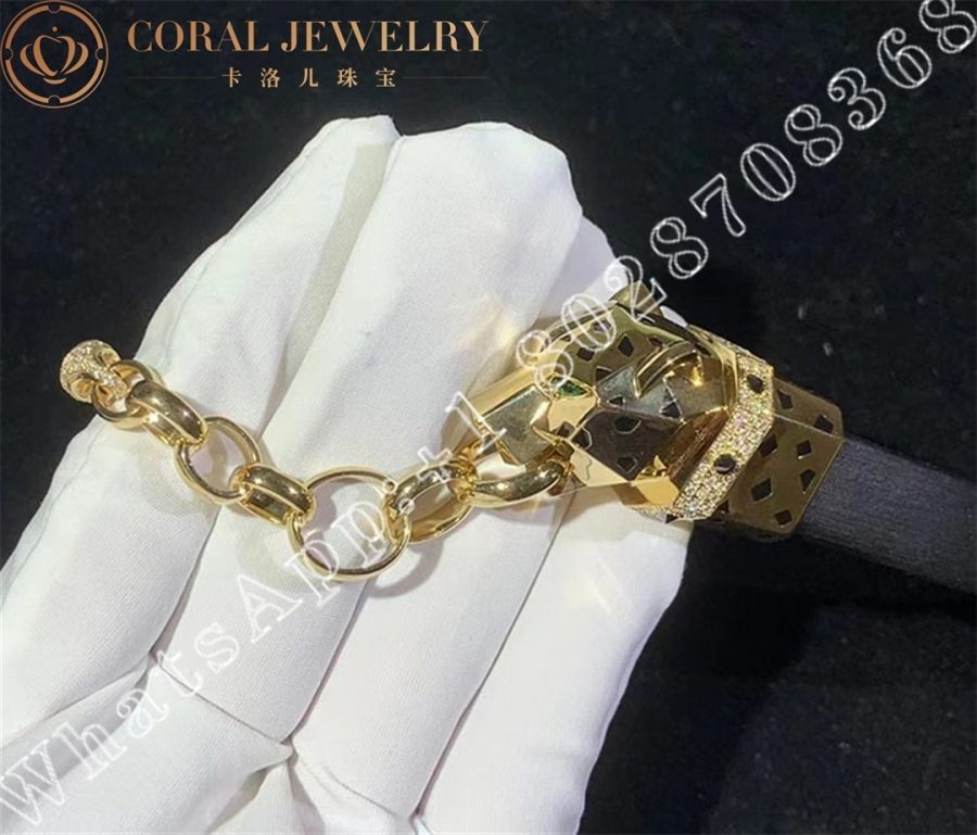 Cartier Panthere De Cartier Bracelet Yellow Gold Diamond Onyx And Enamel Coral (5)