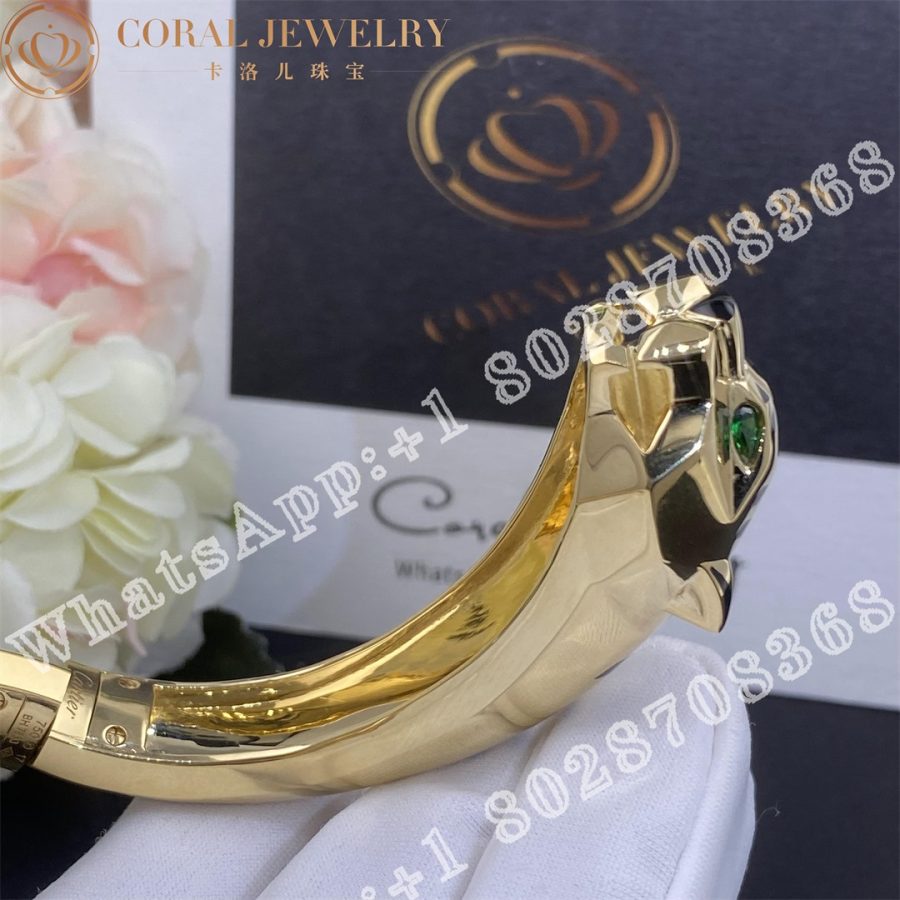 Cartier Panthere De Cartier Bracelet 18k Yellow Gold Black Lacquer Tsavorite Garnets Onyx N6033402 Coral (18)