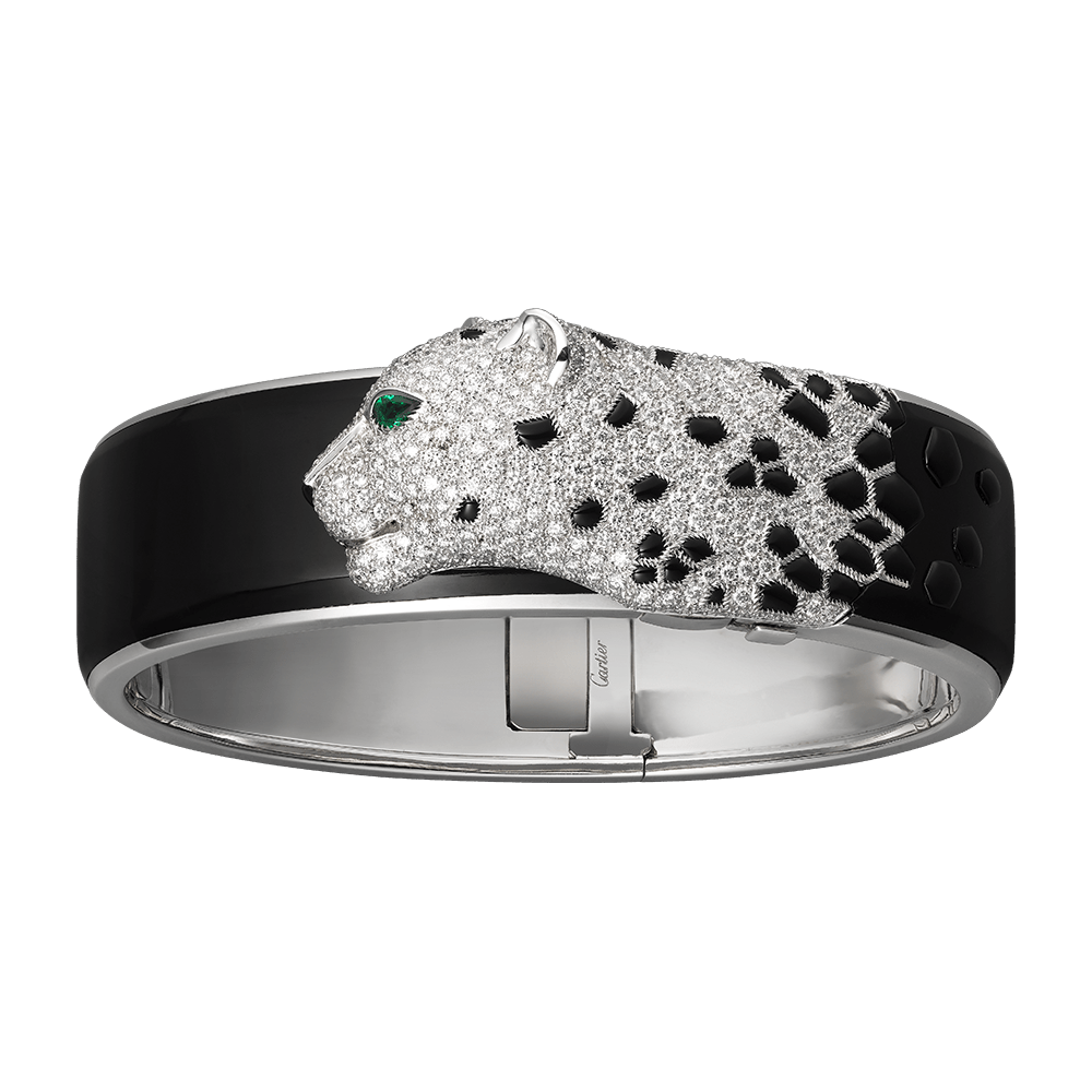 Cartier Panthère De Cartier Bracelet, 18k White Gold Onyx, Emeralds and Diamonds H6001917