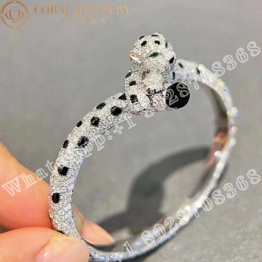 Cartier Panthere De Cartier Bracelet 18k White Gold Onyx Emeralds Diamonds H6001517 Coral (2)