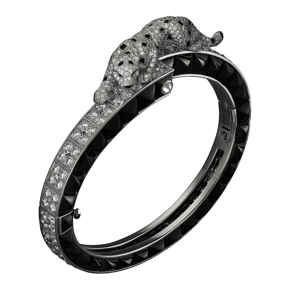 Cartier Panthère De Cartier Bracelet, 18k White Gold, Onyx, Emeralds, Diamonds H6002017