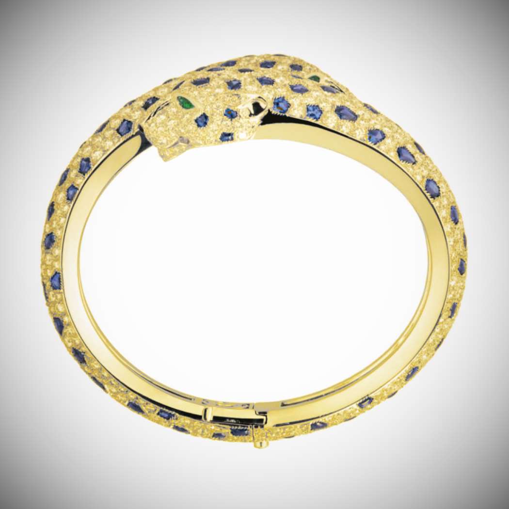 Cartier Panthère De Cartier Bracelet, 18k Yellow Gold Sapphire, Emeralds and Diamonds HP600307