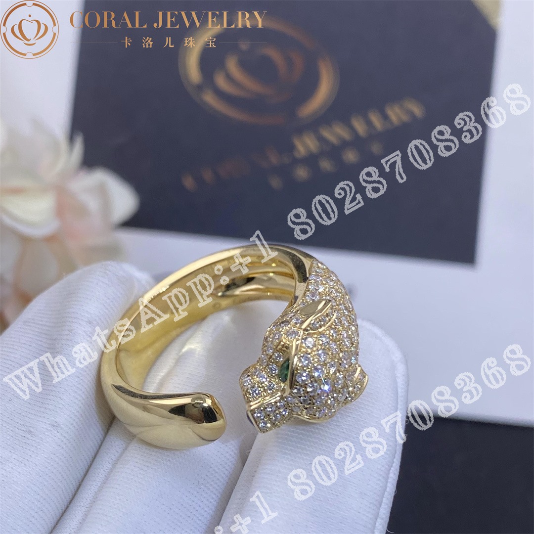 Cartier Panthere De Cartier Ring Yellow Gold Diamonds Emeralds Onyx Ref N4225000 Coral (1)