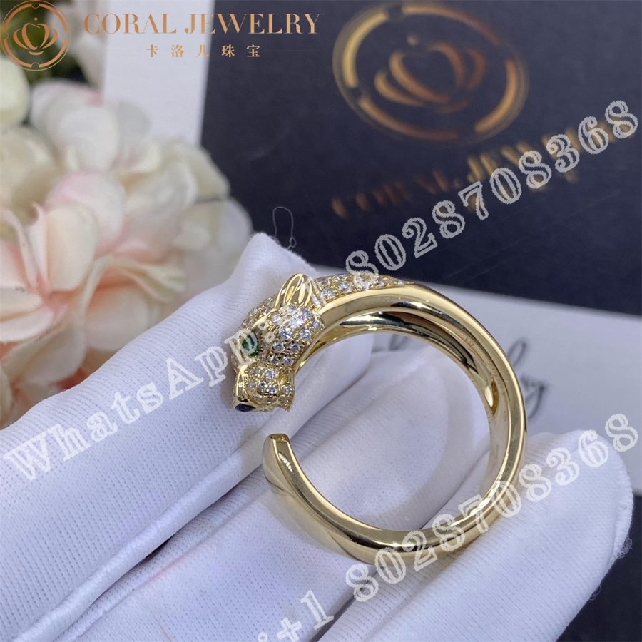 Cartier Panthere De Cartier Ring Yellow Gold Diamonds Emeralds Onyx Ref N4225000 Coral (12)