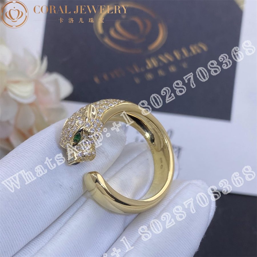 Cartier Panthere De Cartier Ring Yellow Gold Diamonds Emeralds Onyx Ref N4225000 Coral (2)