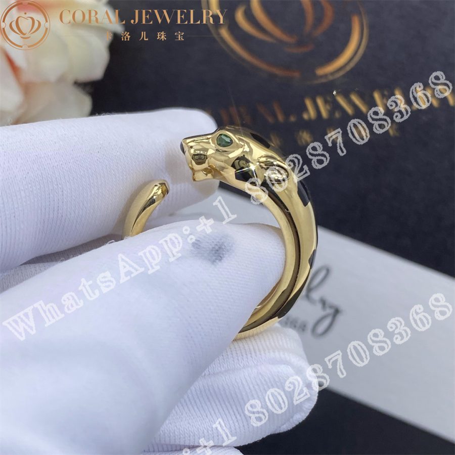 Cartier Panthere De Cartier Ring Yellow Gold Tsavorite Garnets Onyx B4230800 Coral (4)