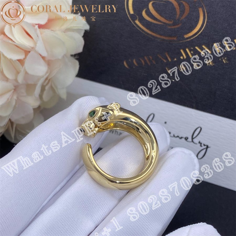 Cartier Panthere De Cartier Ring Yellow Gold Tsavorite Garnets Onyx B4230800 Coral (8)