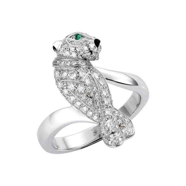 Cartier Panthère De Cartier Ring, White Gold Diamond, Emerald Ref. N4244900