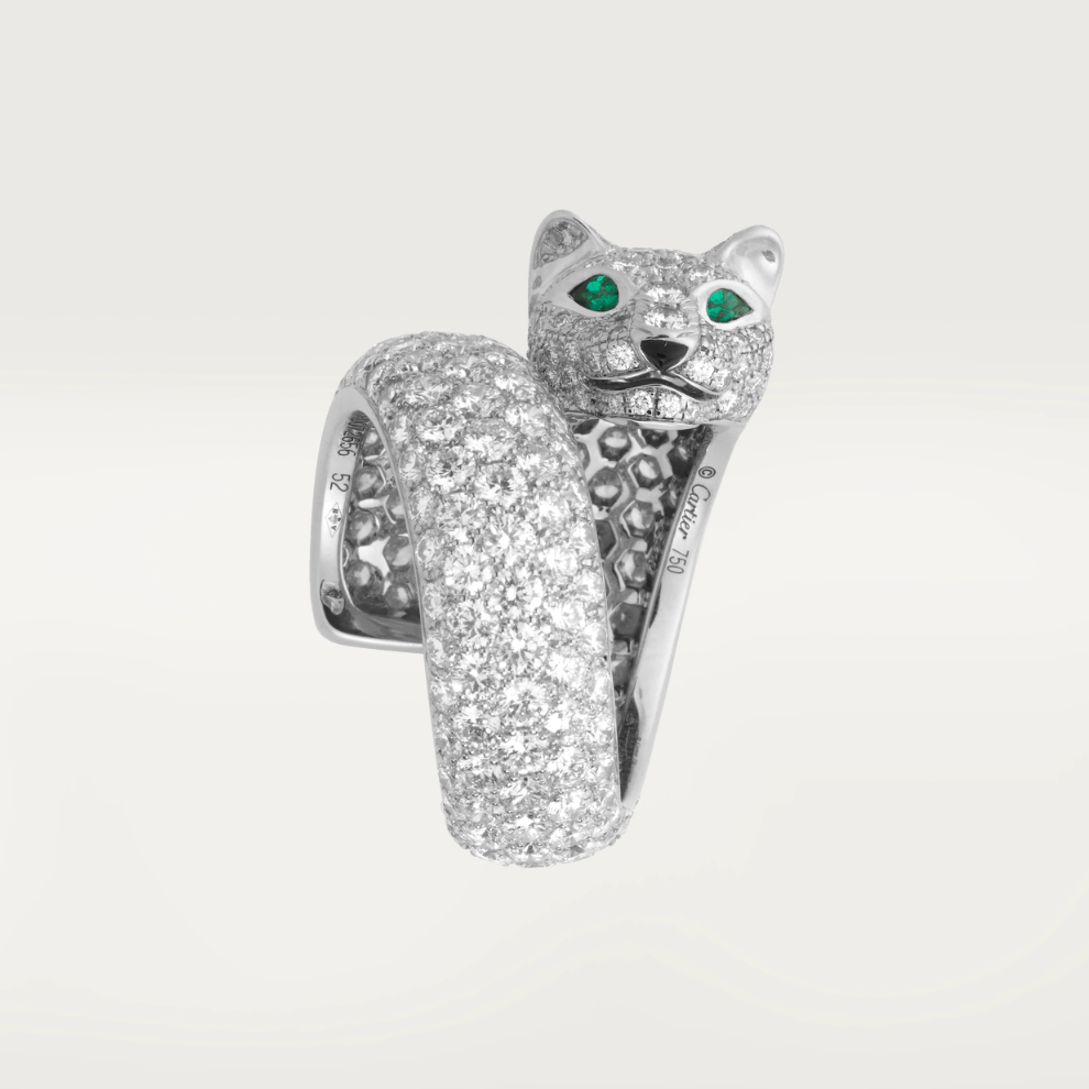 Cartier Panthère De Cartier Ring White Gold, Diamonds, Emeralds, Onyx Ref. N4224000