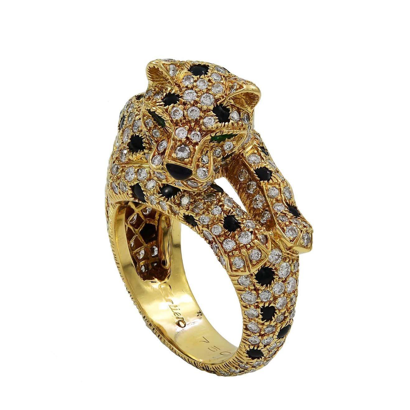 Cartier Panthère De Cartier Ring, Yellow Diamonds, Onyx, Emeralds