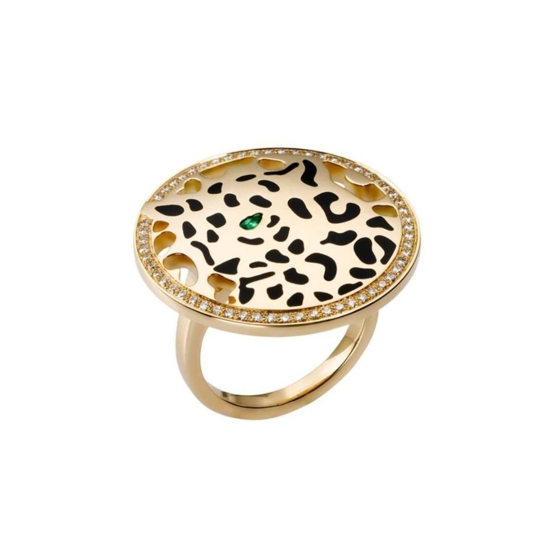 Cartier Panthère De Cartier Ring, yellow Gold Diamond Tsavorite Lacquer