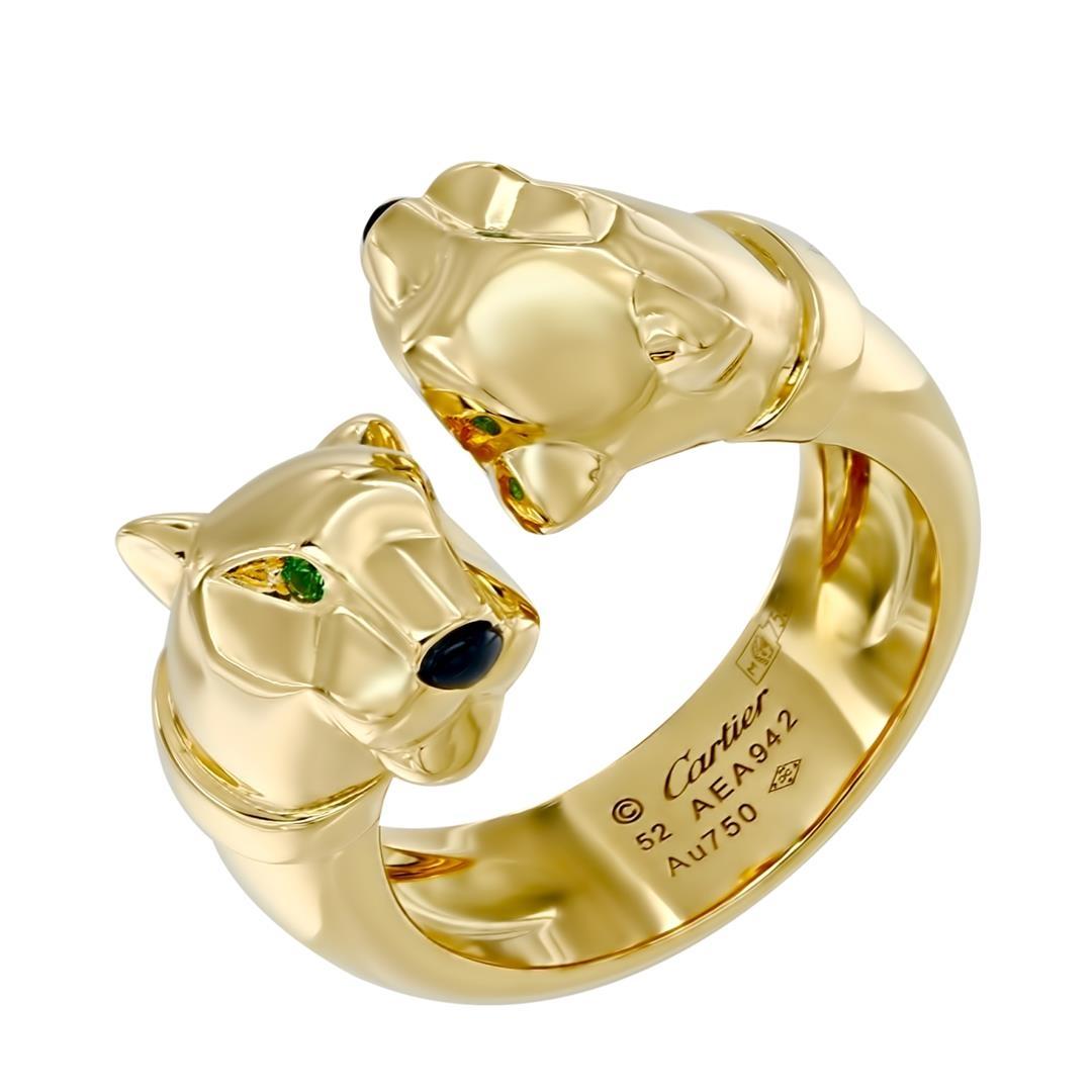 Cartier Panthère de Cartier ring, yellow gold, tsavorite garnets, onyx, B4211400