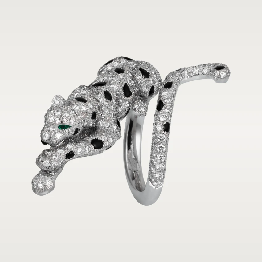 Cartier Panthère de Cartier Ring, White Gold, Emeralds, Onyx, Diamonds H4384500