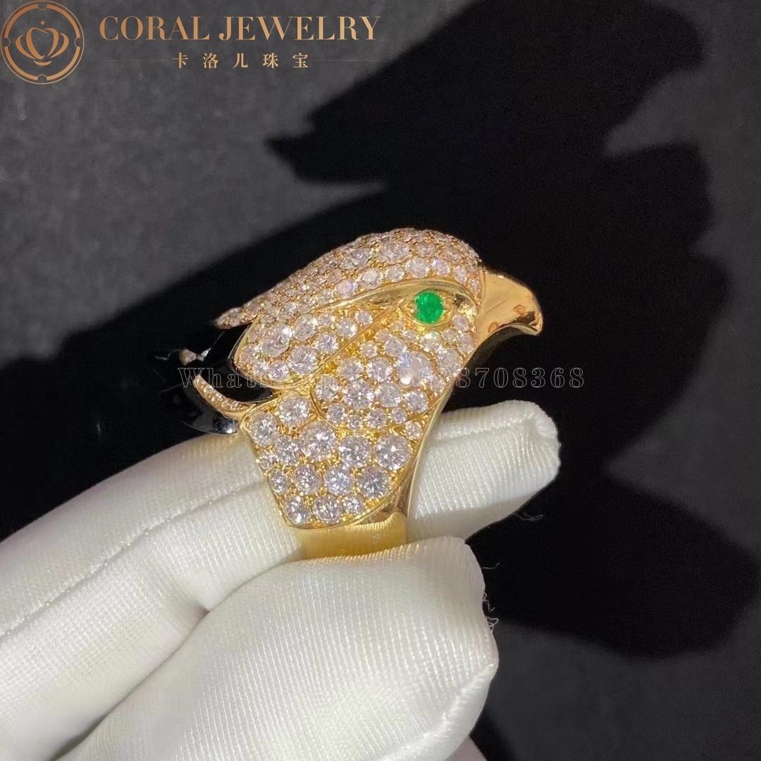 Cartier Les Oiseaux Libérés Ring, Yellow Gold, Onyx, Emeralds and Diamonds H4317100