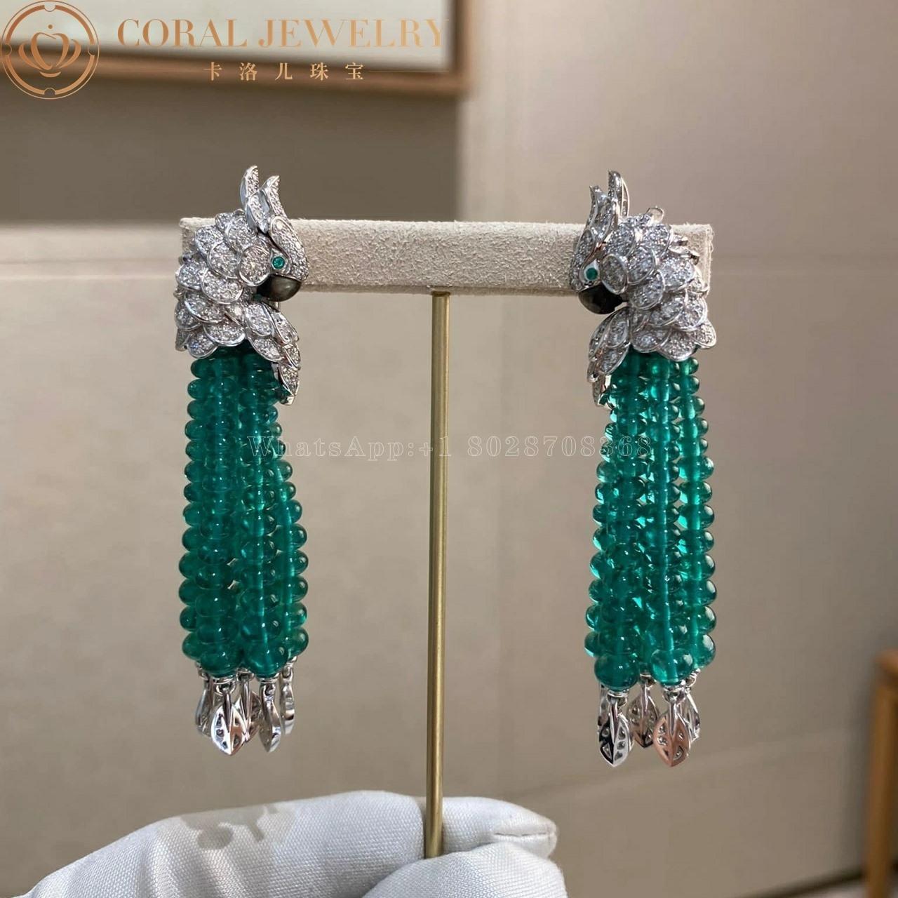 Cartier Les Oiseaux Libérés Earrings White Gold, Emeralds, Diamonds H8000129