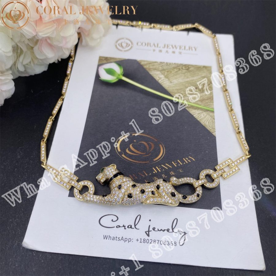 Cartier Panthere De Cartier Necklace Rose Gold With Diamonds Emerald And Onyx N7048600 Coral (11)