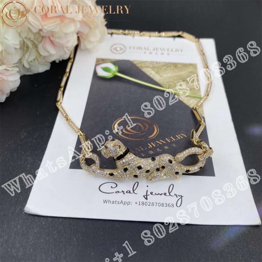 Cartier Panthere De Cartier Necklace Rose Gold With Diamonds Emerald And Onyx N7048600 Coral (13)