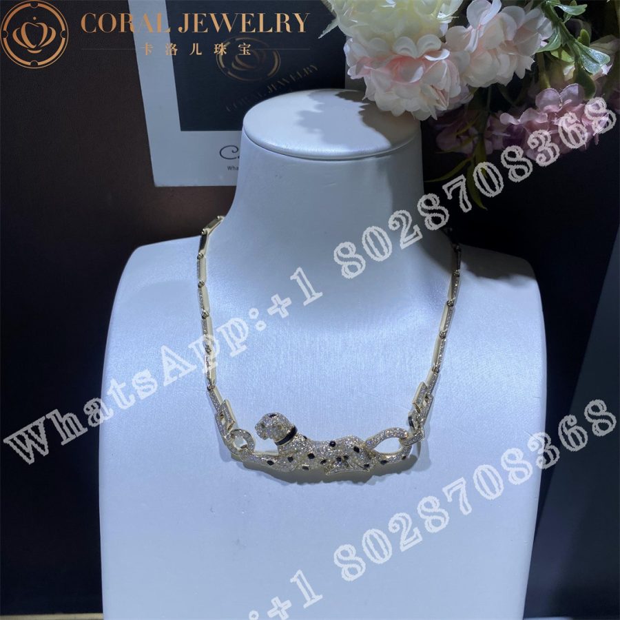 Cartier Panthere De Cartier Necklace Rose Gold With Diamonds Emerald And Onyx N7048600 Coral (3)