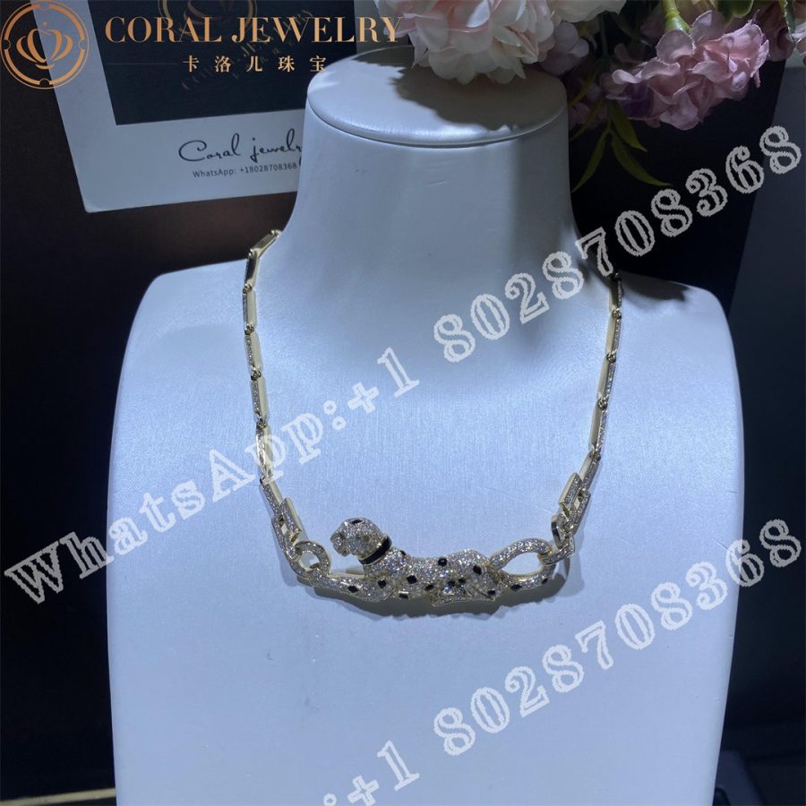 Cartier Panthere De Cartier Necklace Rose Gold With Diamonds Emerald And Onyx N7048600 Coral (4)