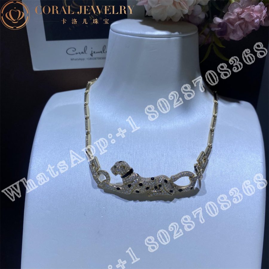 Cartier Panthere De Cartier Necklace Rose Gold With Diamonds Emerald And Onyx N7048600 Coral (5)