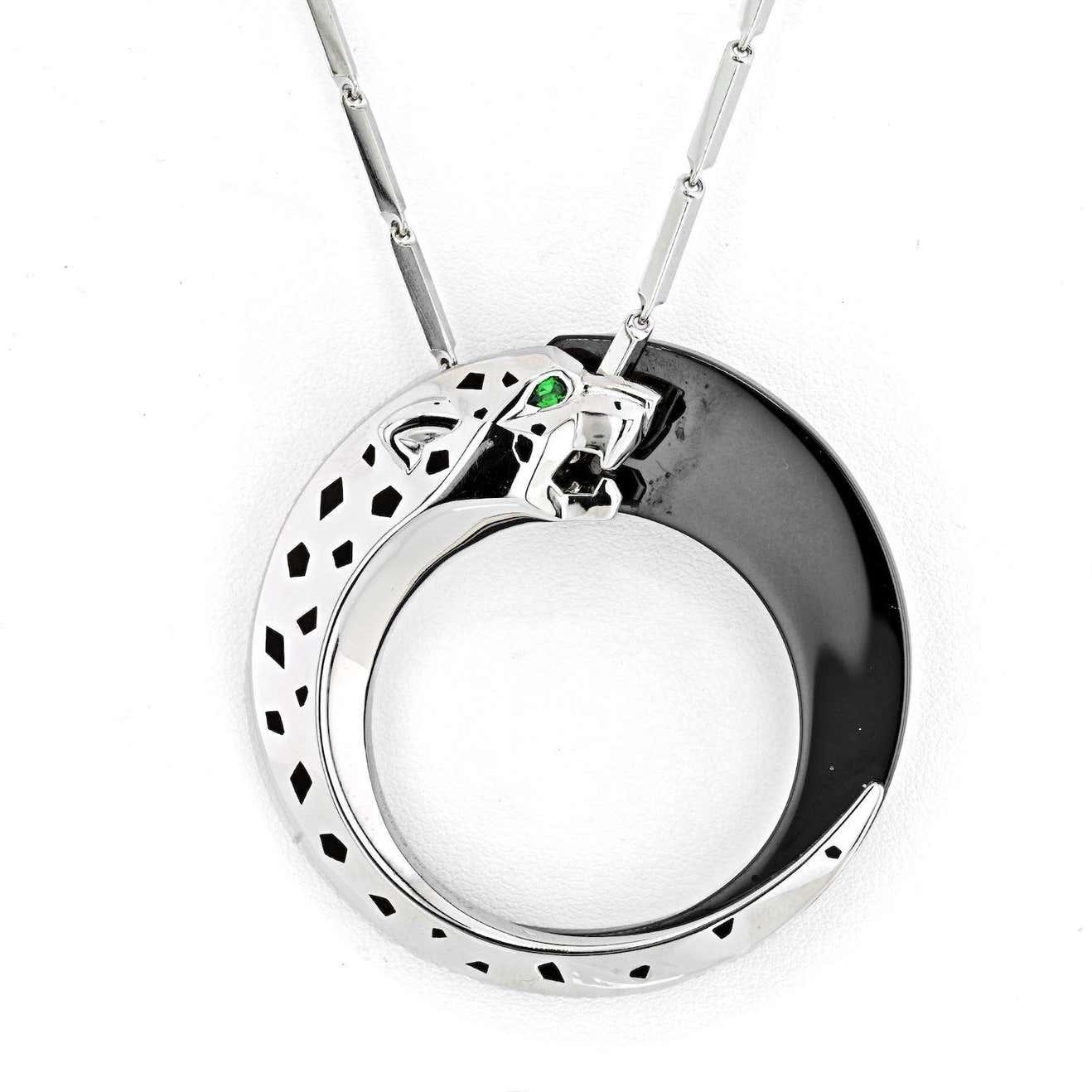 Cartier Panthère de Cartier Necklace White Gold Black Ceramic Onyx, Emeralds N3028600