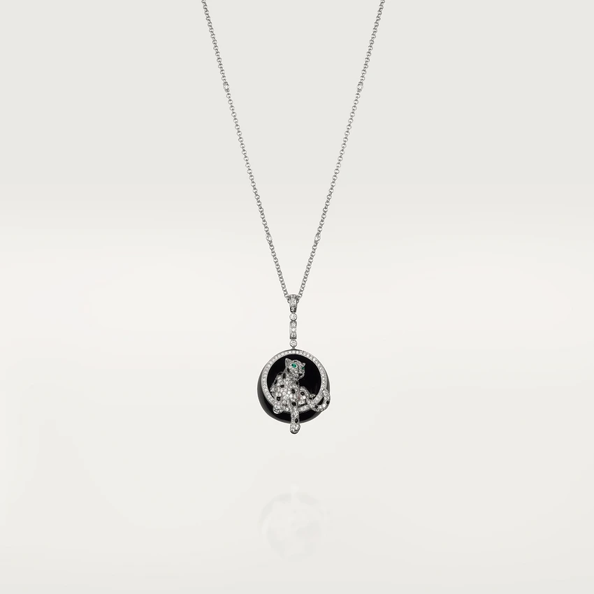 Cartier Panthère De Cartier Necklace, White Gold set with Black Nephrite Jade Emerald Onyx Diamonds N3109300