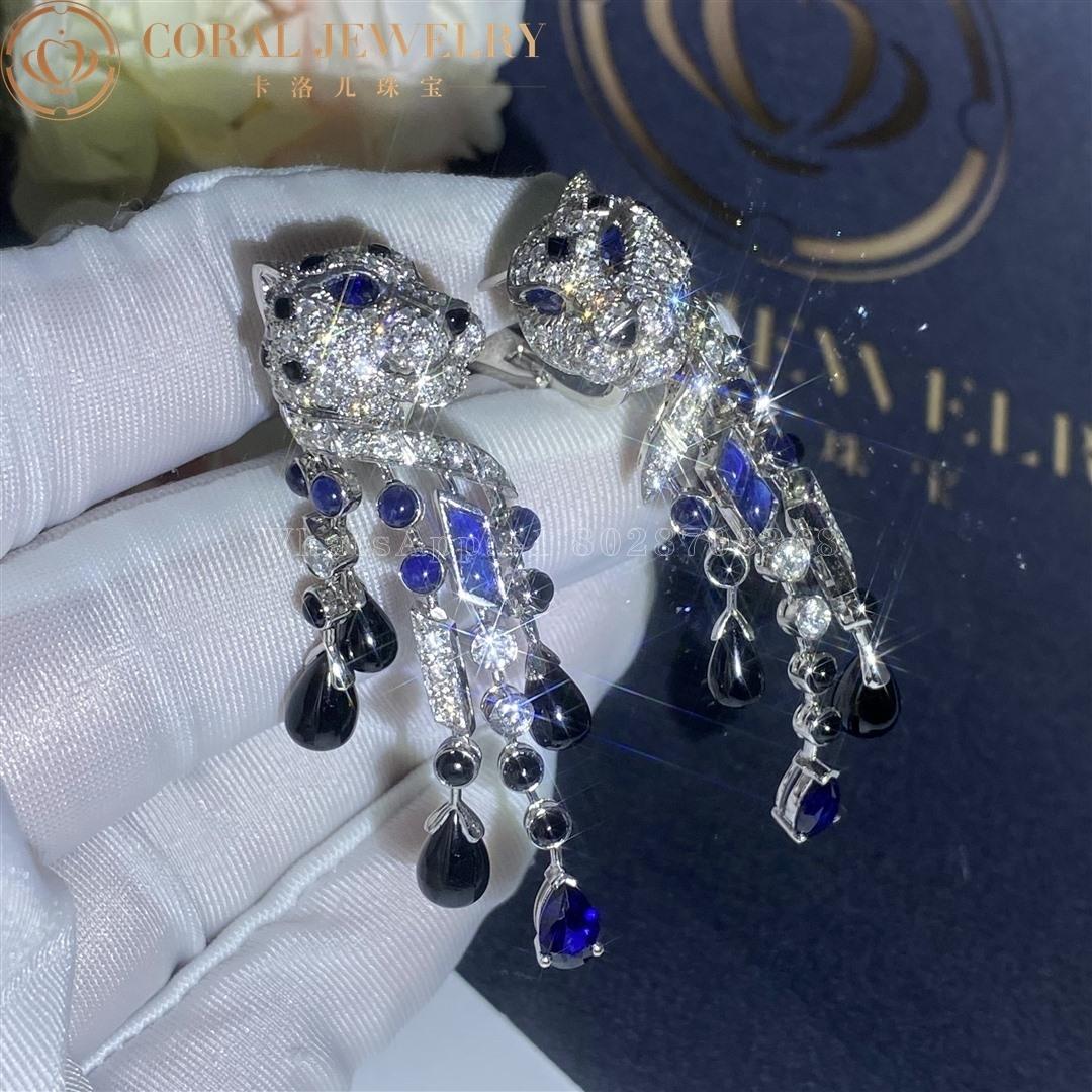 Cartier Panthère de Cartier Earrings, White Gold, Diamonds, Emeralds, Sapphires Ref. H8000657