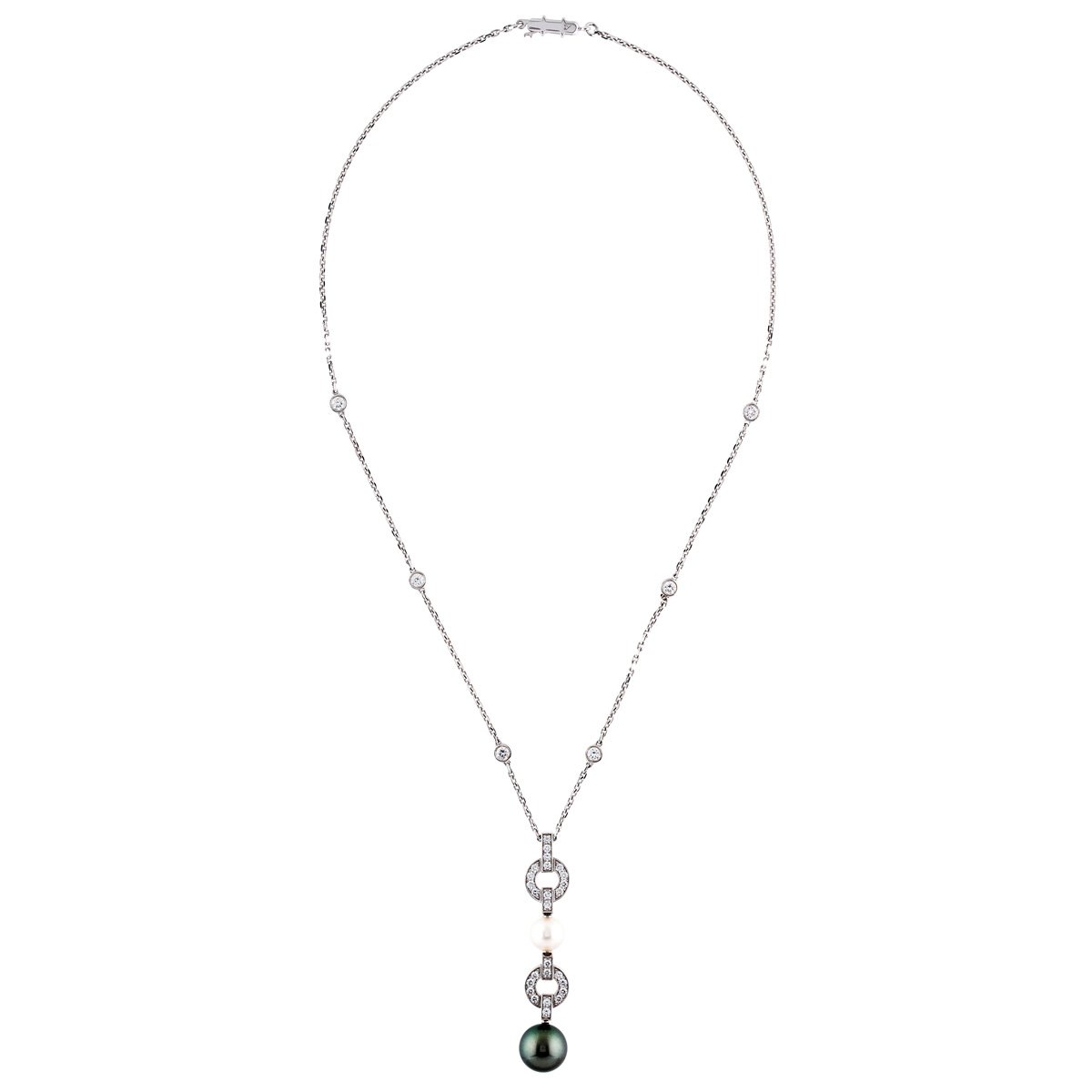 Cartier Panthère De Cartier Necklace, Himalia Pearl Diamond Drop White Gold Necklace