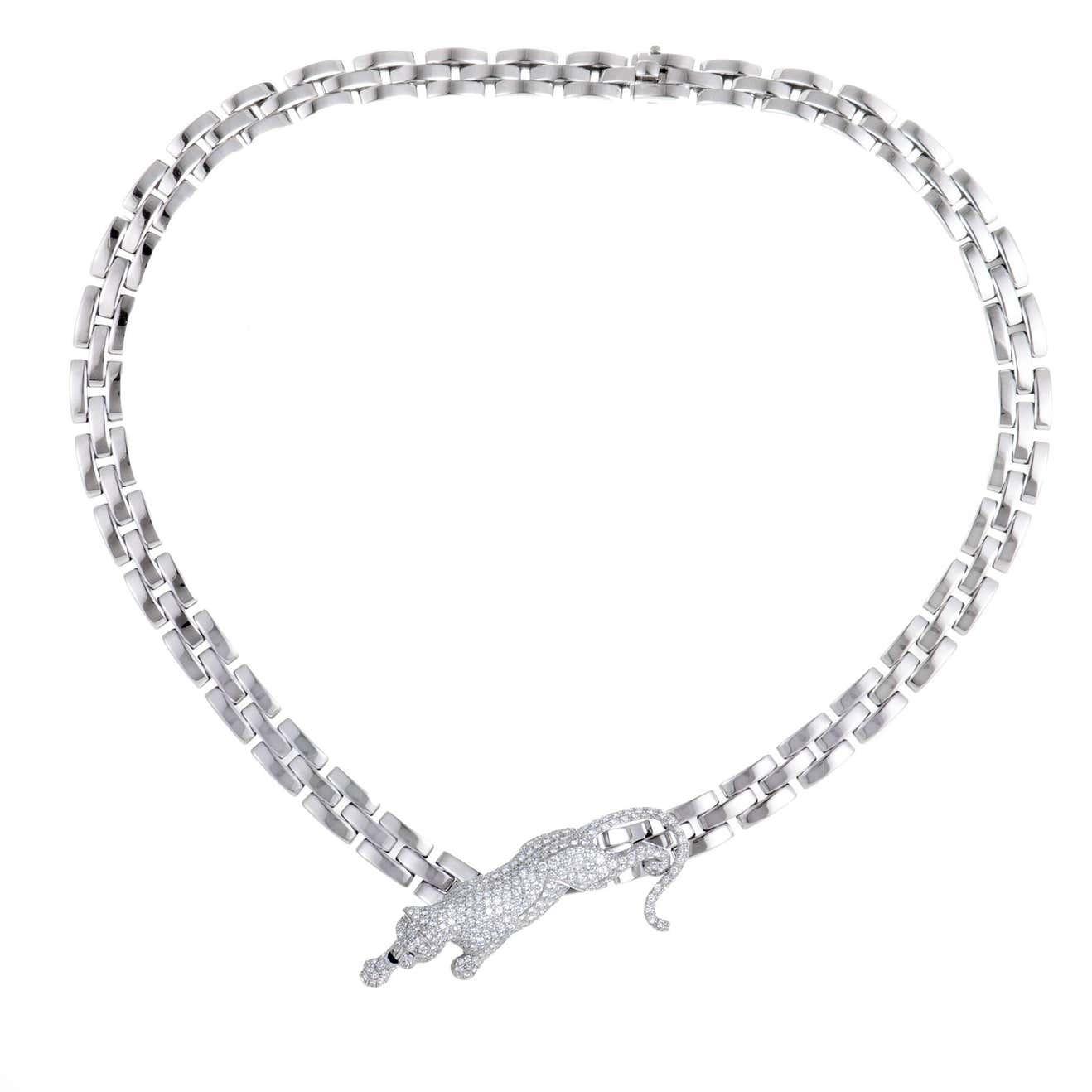 Cartier Panthère De Cartier Necklace, Maillon Panthere Diamond Emerald and Onyx Collar Necklace