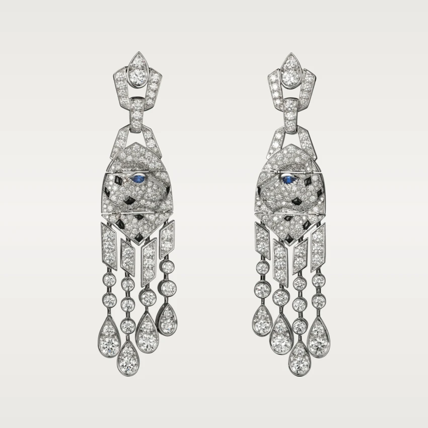 Cartier Panthère de Cartier Earrings, Platinum, Diamonds, Onyx, Emeralds Ref. HP800918